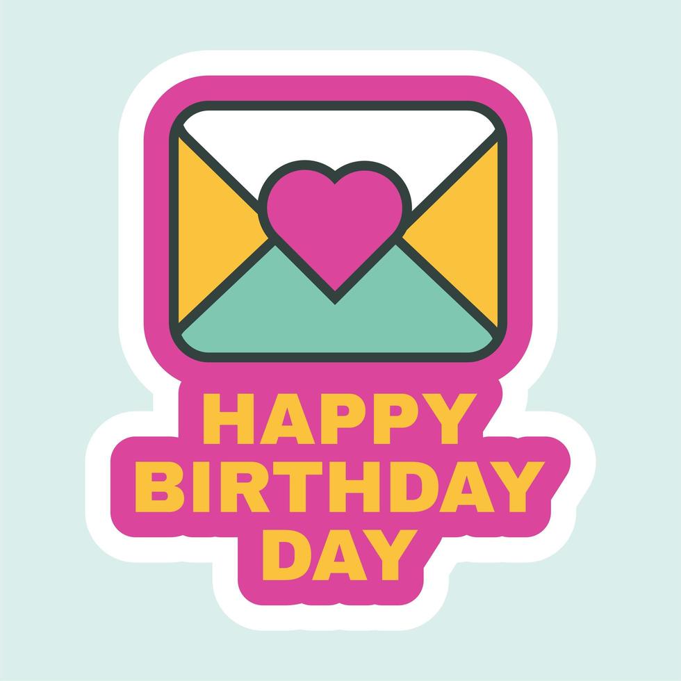 feliz cumpleaños día carta icono plano retro diseño vector