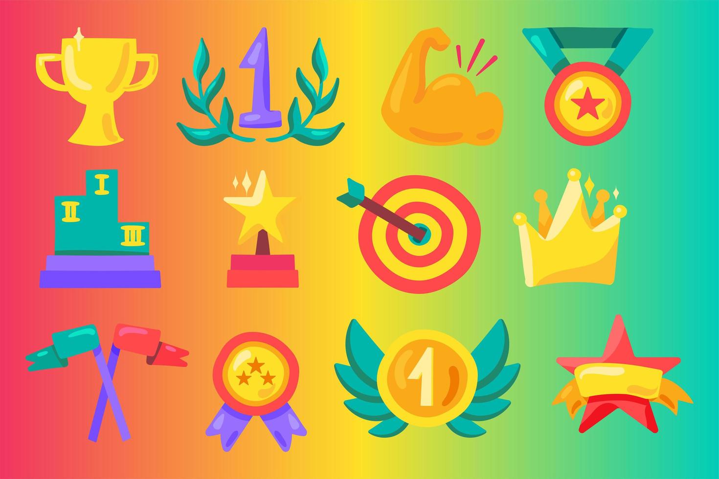 Awards flat illustrations set vector
