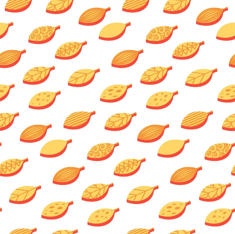 Orange stylized leaves color seamless vector pattern