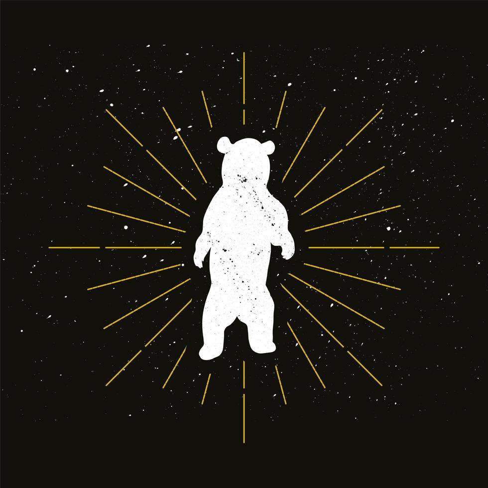 logotipo de silueta de oso de pie retro vector