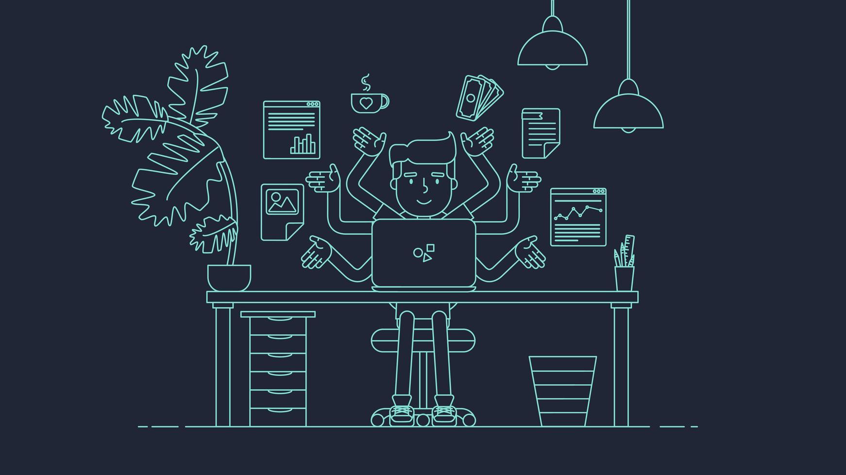 espacio de trabajo de tecnología creativa vector