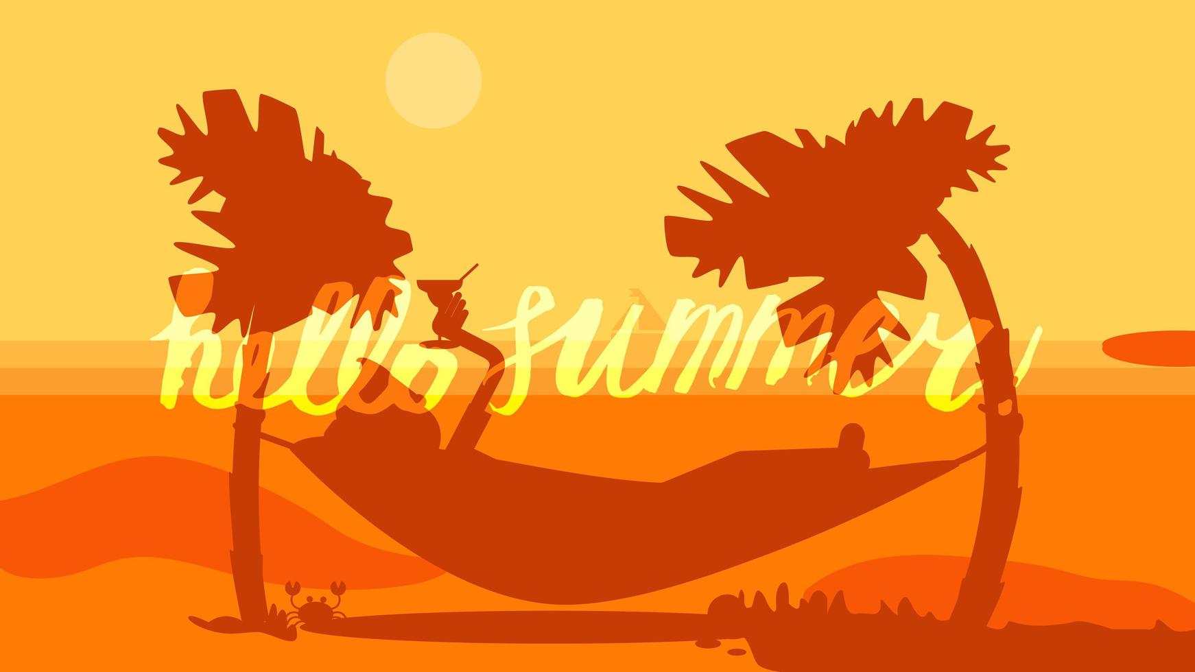 Hello Summer Lettering vector