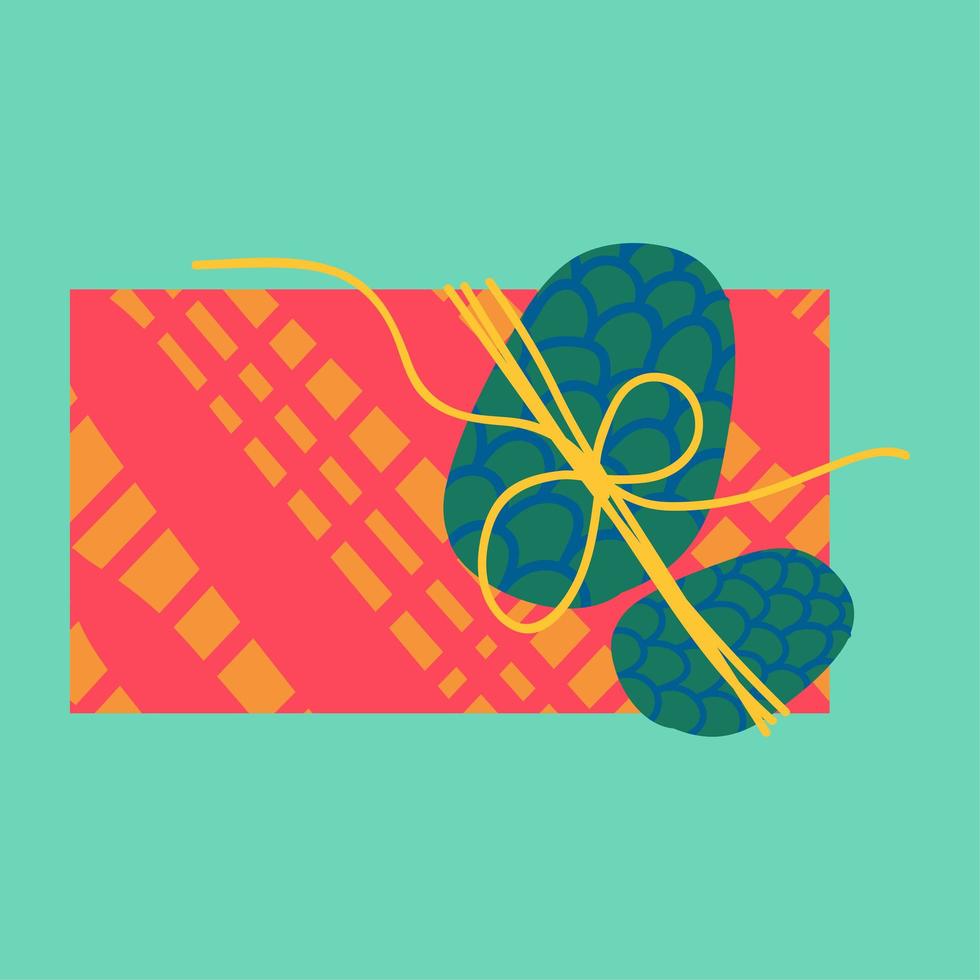 Christmas present in wrapping paper flat vector illustration