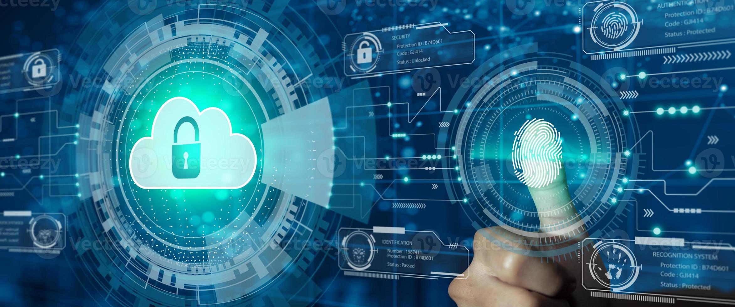 Cloud computing, Cloud security, Cloud Technology, and Network security concept. photo