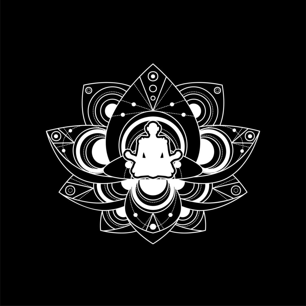 Lotus Yoga Logo Template Female Zen Meditation vector