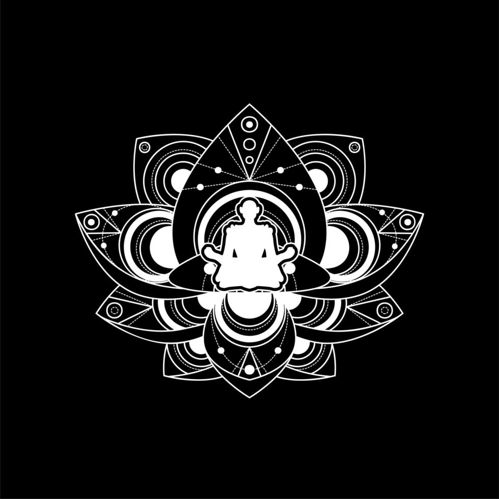 plantilla de logotipo de yoga de loto meditación zen femenina vector