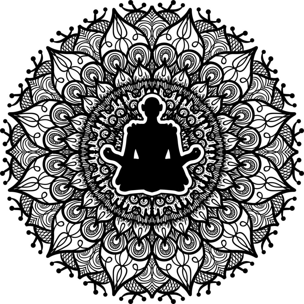 Person sitting in lotus pose silhouette vector