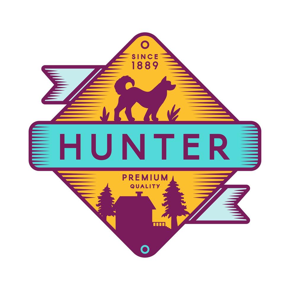Hunter camp retro color logo template vector