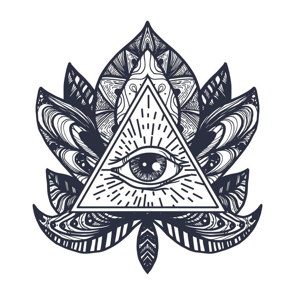 Eye on Lotus Tattoo vector