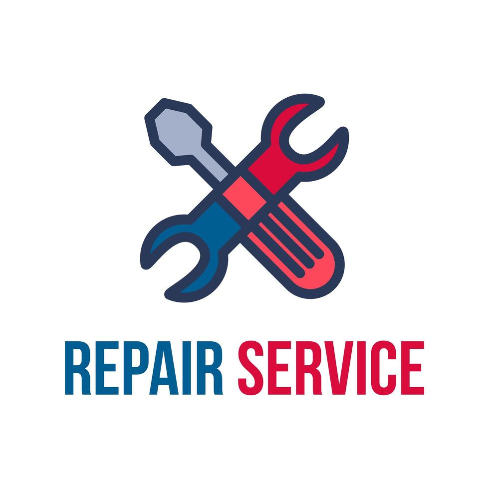 Repair service lettering flat vector logo design