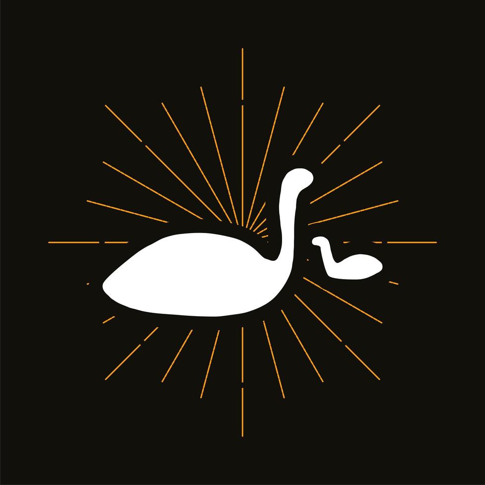 Retro plesiosaur silhouette vector