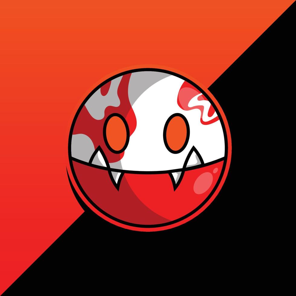 little round monster with red tattoo character vector