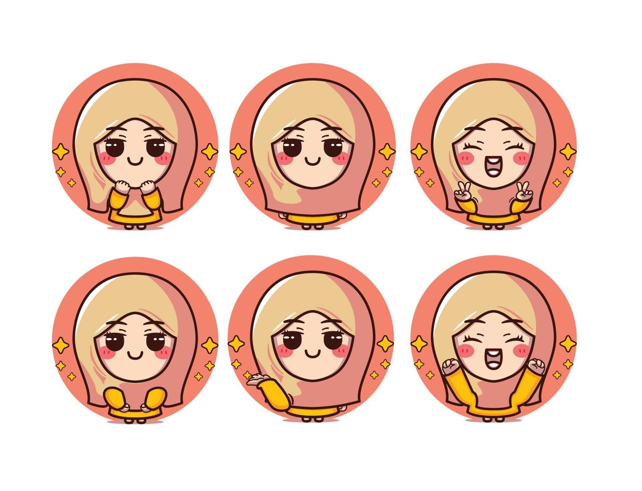 Muslim girl vector character collection