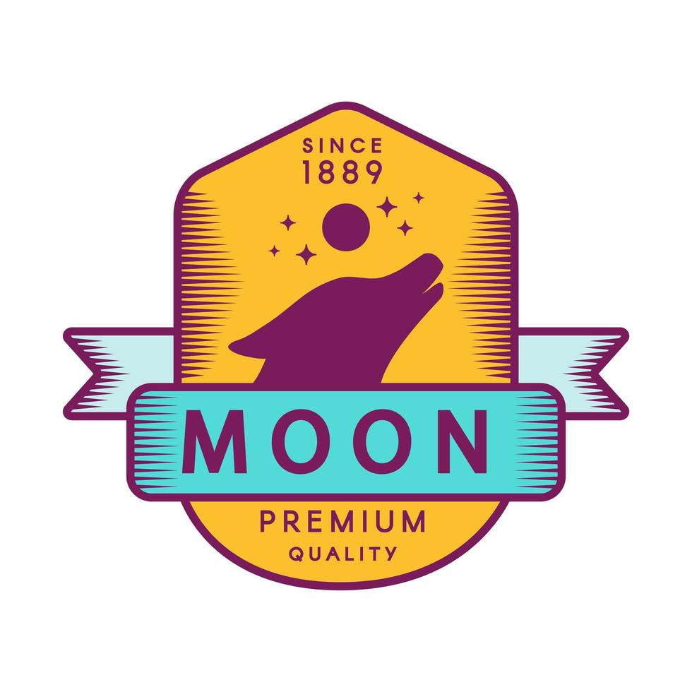 Moon color retro logo template vector