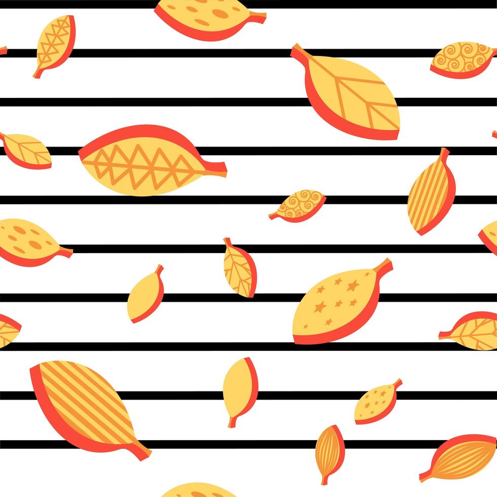 Ornate stylized leaves color seamless vector pattern