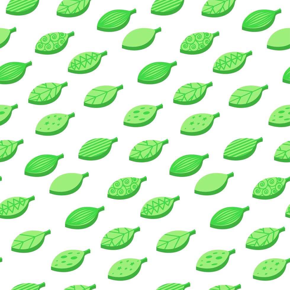 Green stylized leaves color seamless vector pattern