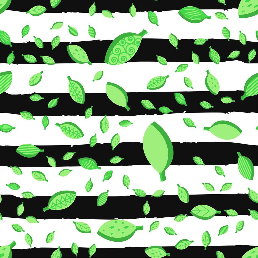 Falling green leaves color seamless pattern vector