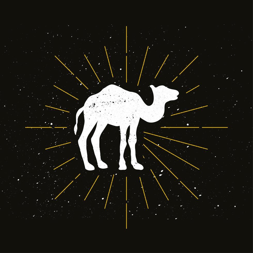 Retro one humped camel silhouette vector