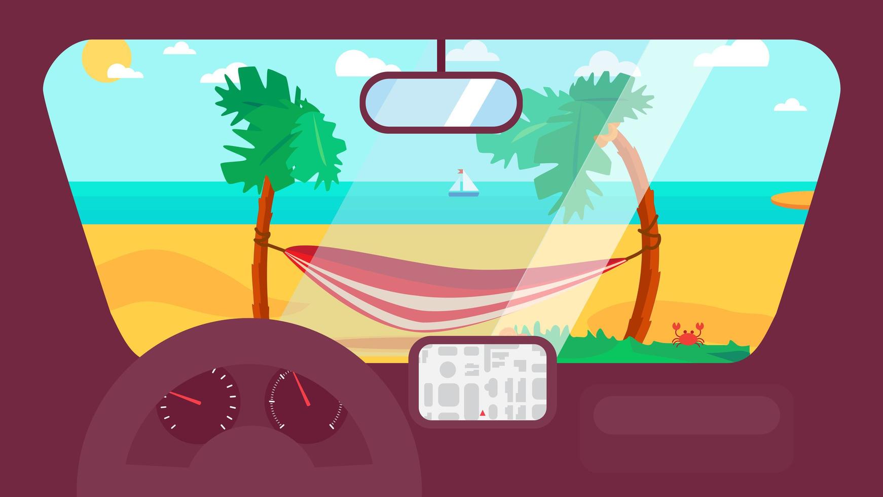 Summer Travel in Car vector