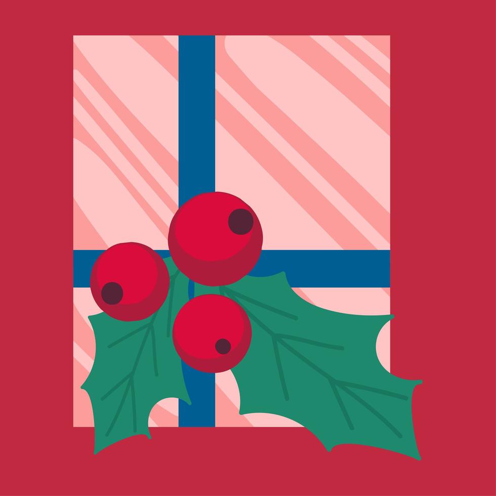 Christmas present in wrapping paper flat vector illustration