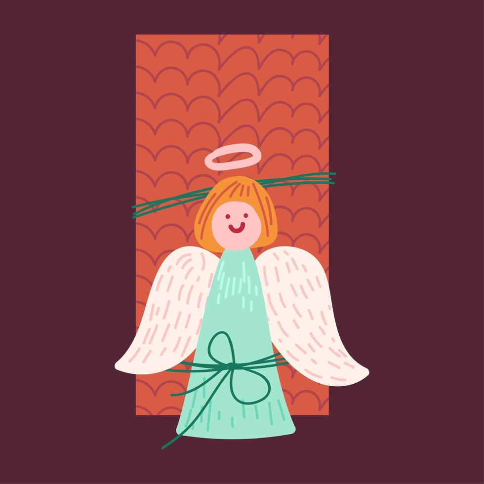 regalo de navidad con angel ilustración vectorial plana vector