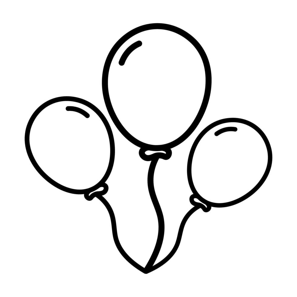 Line Balloon Icon vector, 3 Balloon on White Background vector