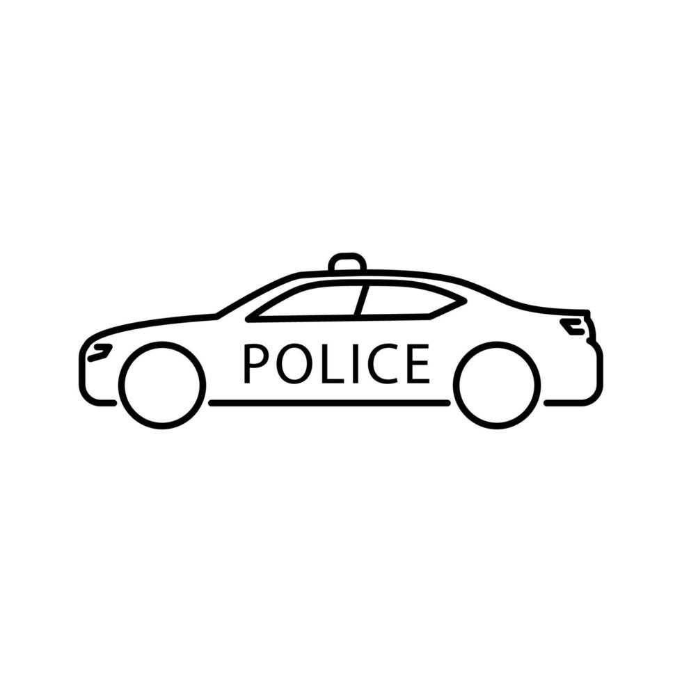 icono de línea de coche de policía, ilustración simple de coche de policía vector