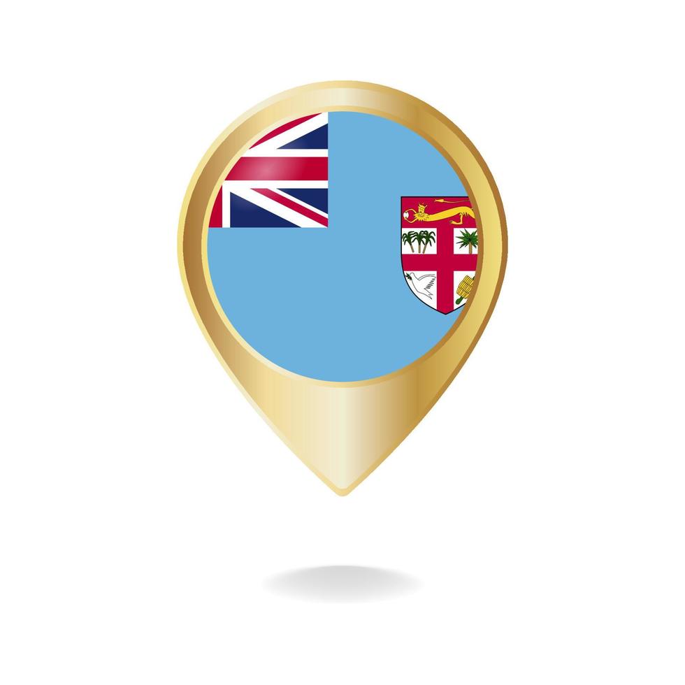 Fiji flag on golden pointer map, Vector illustration eps.10