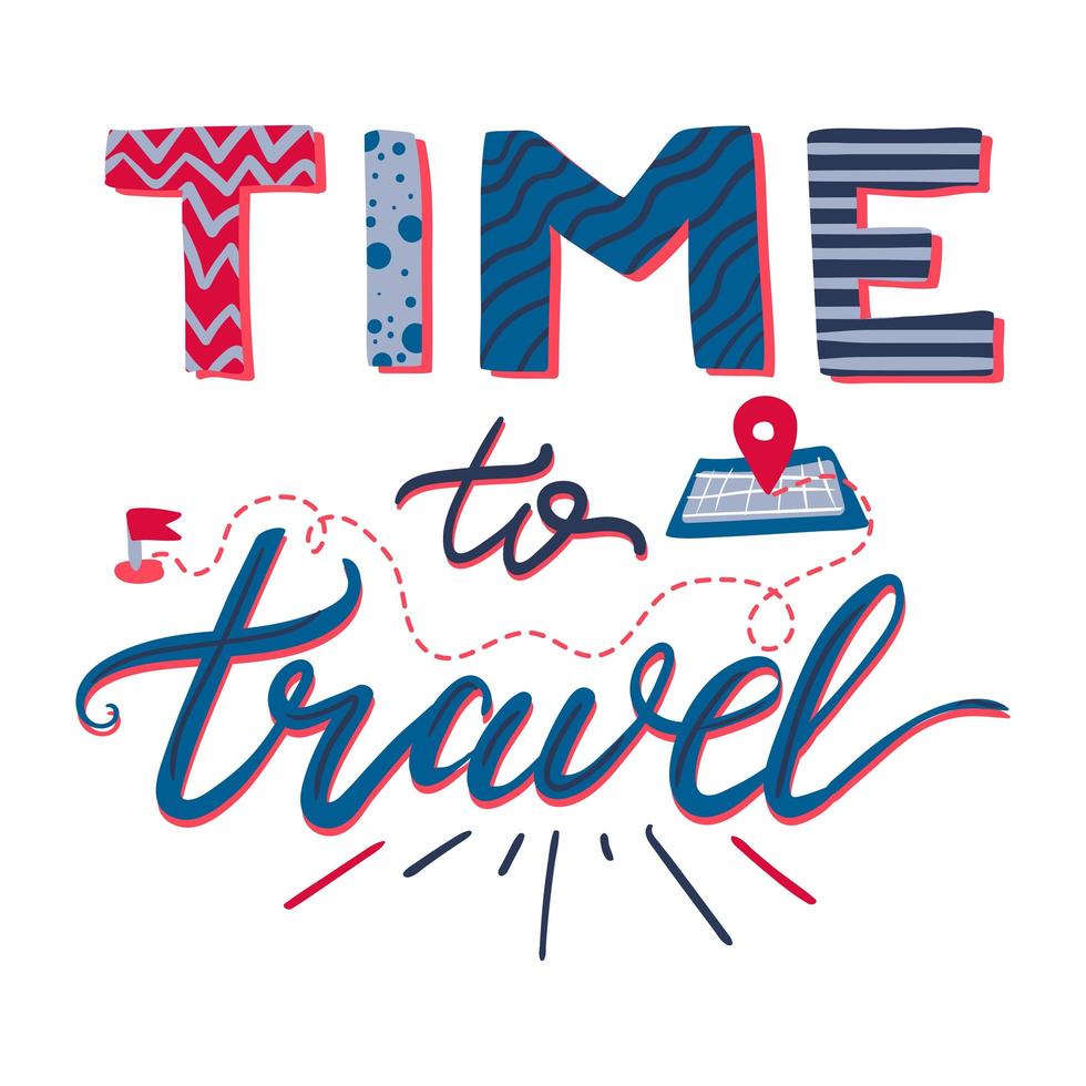 Time To Travel Lettering vector