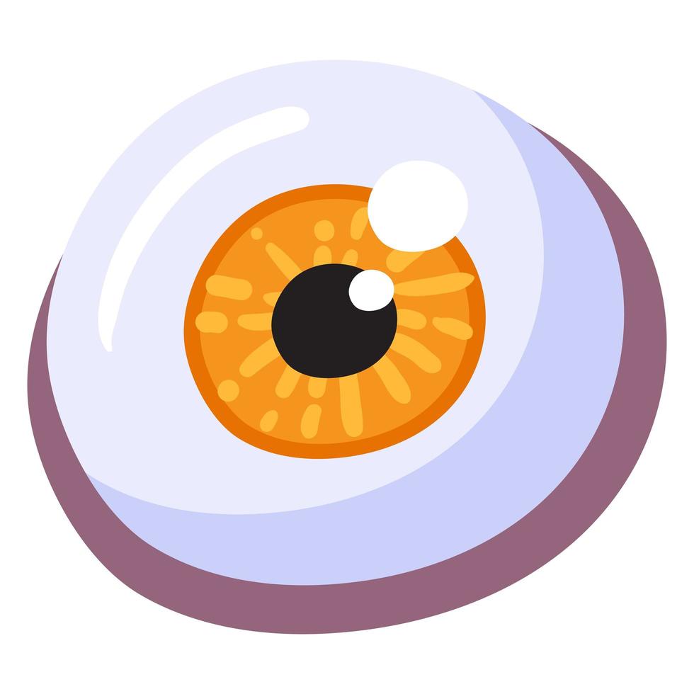 Glossy eyeball, cartoon zombie eye for Halloween vector
