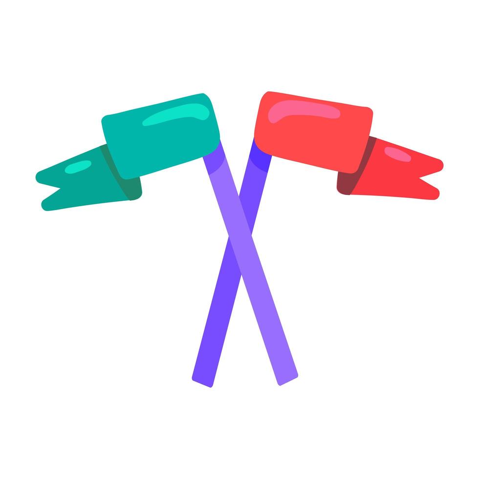 Crossed flags flat color illustration vector