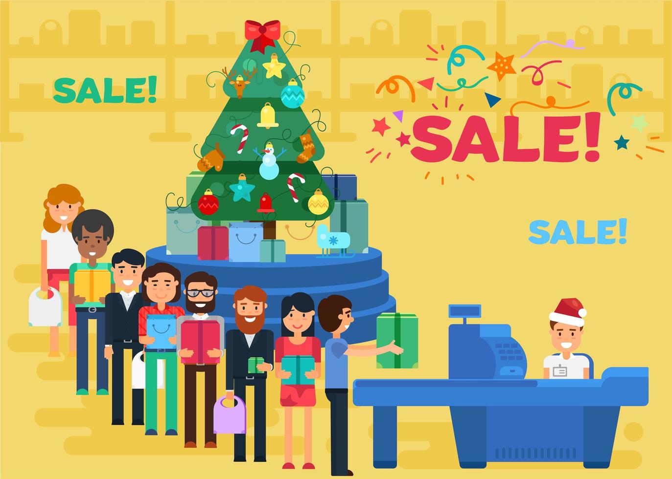 Merry Christmas And New Year In Shop 6542270 Vector Art at Vecteezy