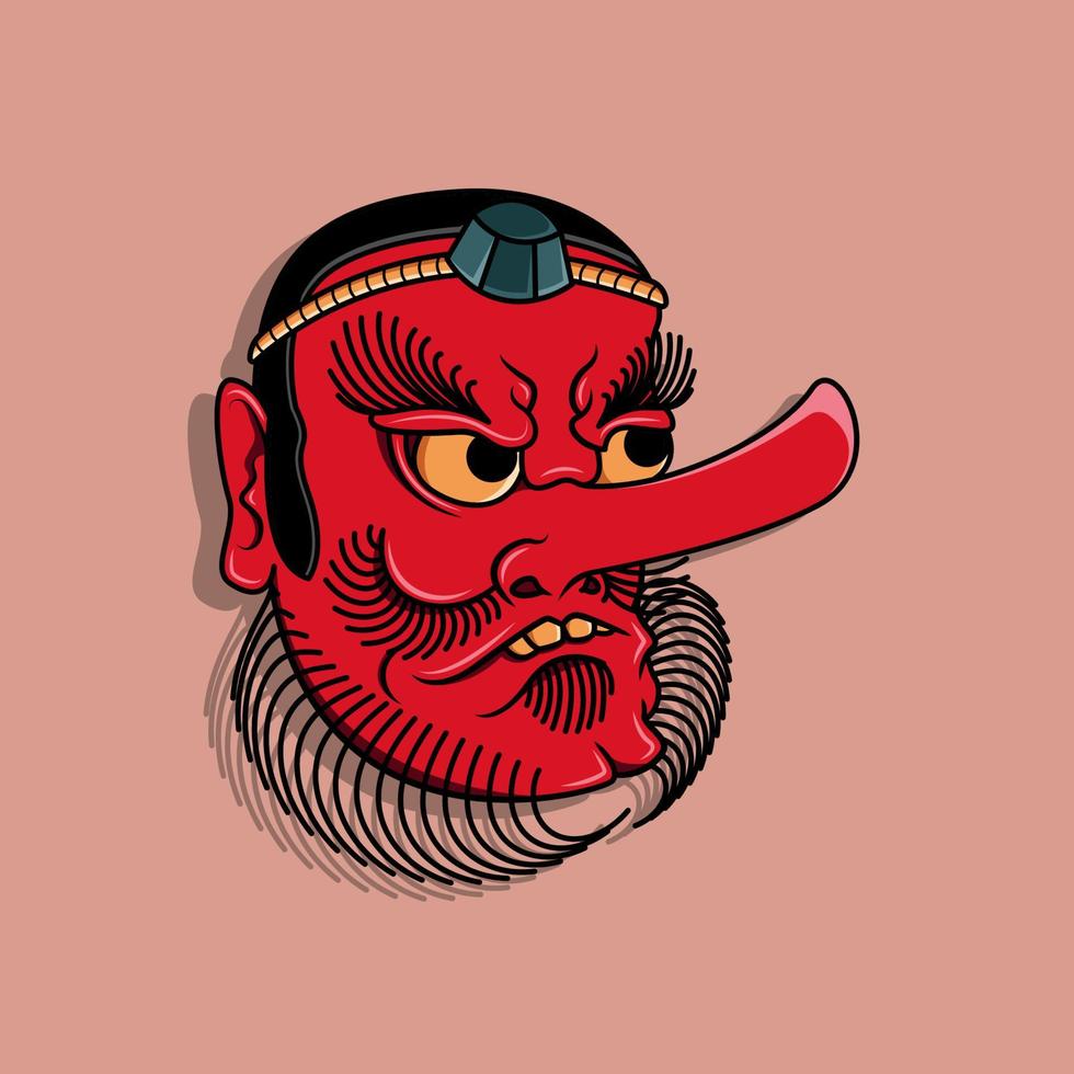 máscara tengu japonesa, ilustración vectorial eps.10 vector