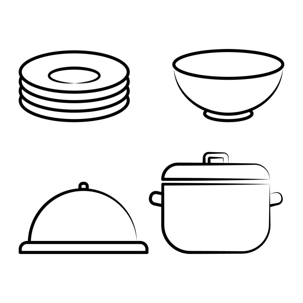 Collection of kitchen equipment line icons. Design element vector