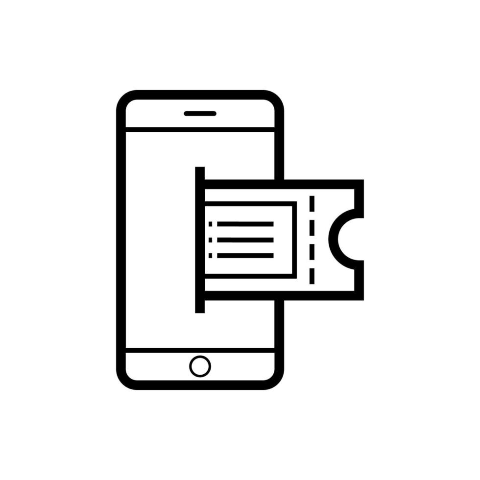 diseño de icono digital de boleto móvil, ilustración en línea de boleto virtual sobre fondo blanco vector