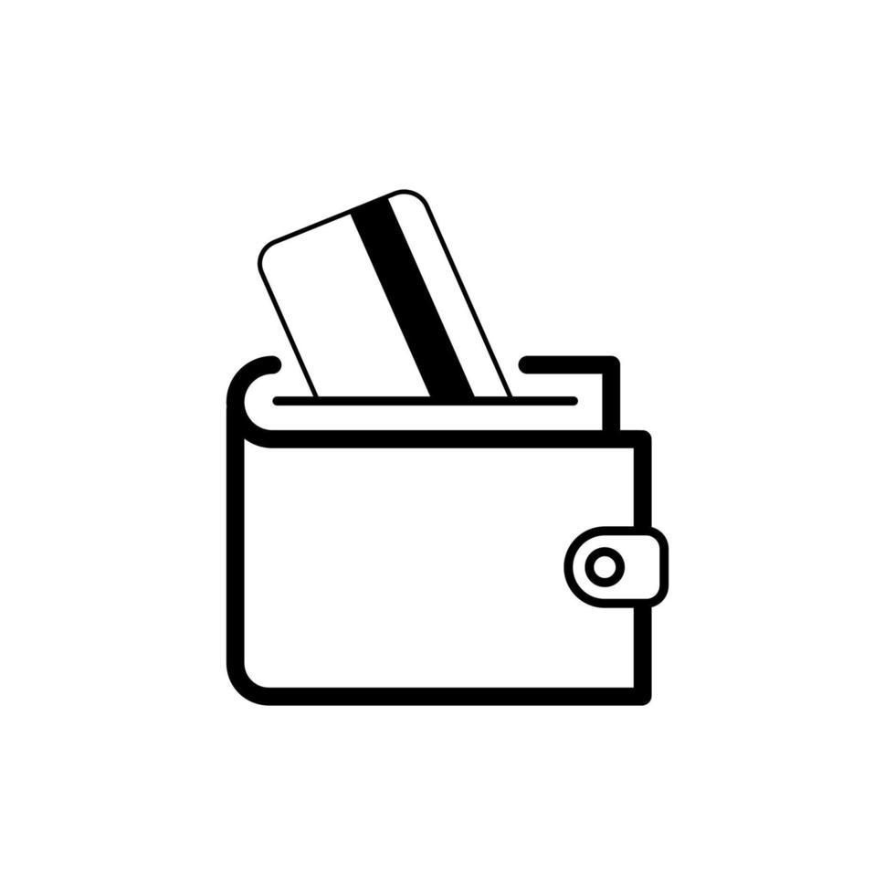 vector de icono de billetera de línea con diseño de tarjeta atm sobre fondo blanco