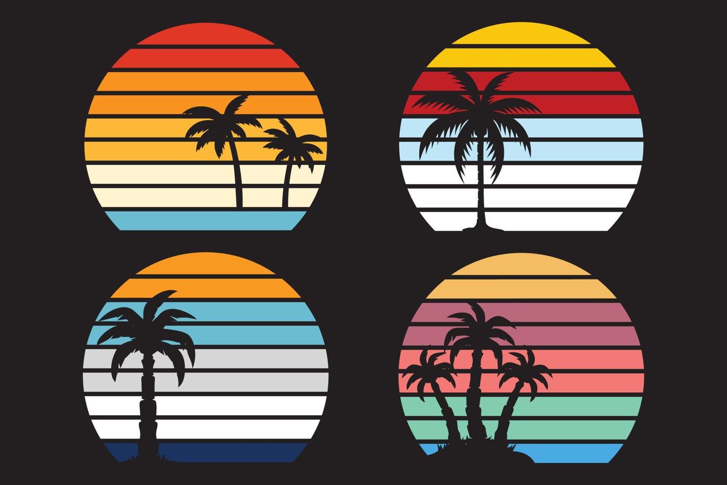 gráficos de puesta de sol a rayas retro vintage. puede editar y usar en sus proyectos camiseta, pod, portada de libro, logotipo vector