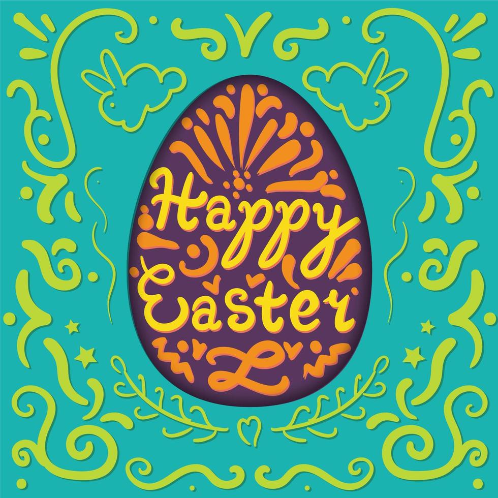 Vintage Happy Easter lettering vector