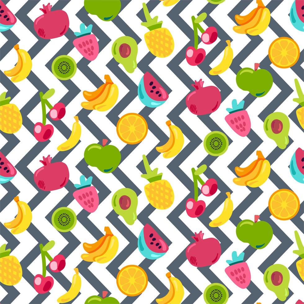 Painted Berries Summer Fruits Mix Seamless Pattern vector