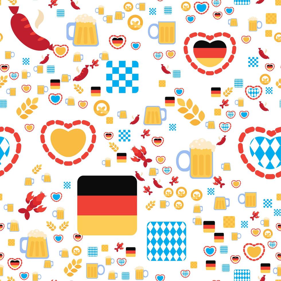 Oktoberfest Seamless Pattern With Drink and Food vector