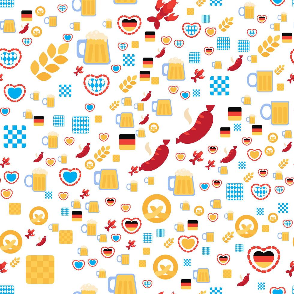 Oktoberfest Seamless Pattern With Drink and Food vector