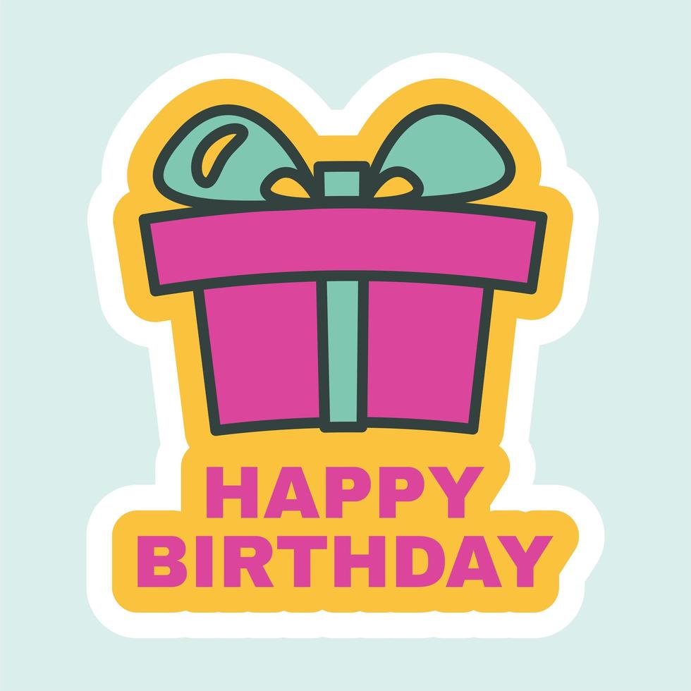 Happy Birthday Sticker with Present Box Sign vector