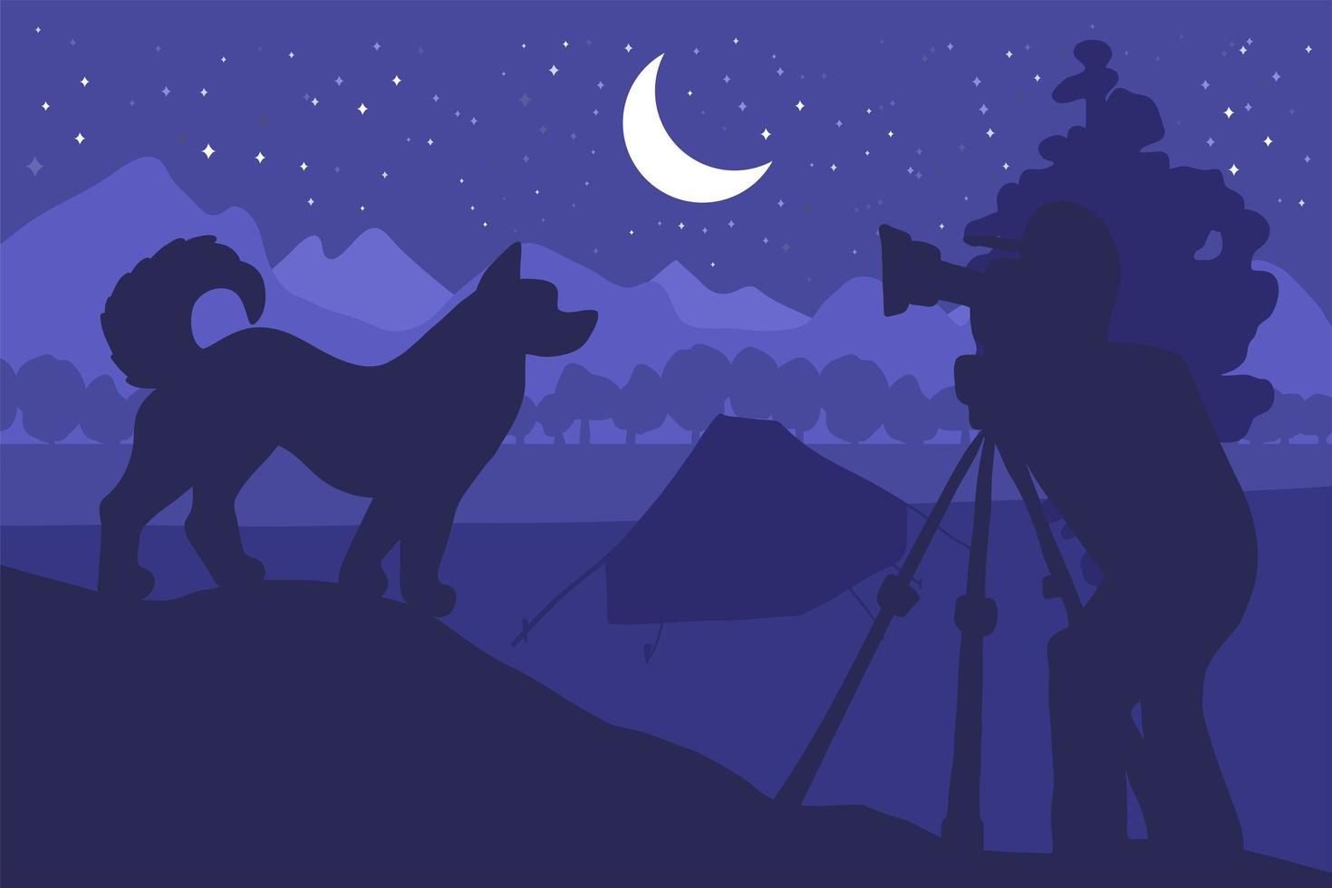 Wildlife, nature photographer flat vector illustration