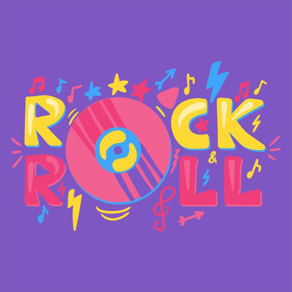 letras vectoriales dibujadas a mano de rock n roll vector