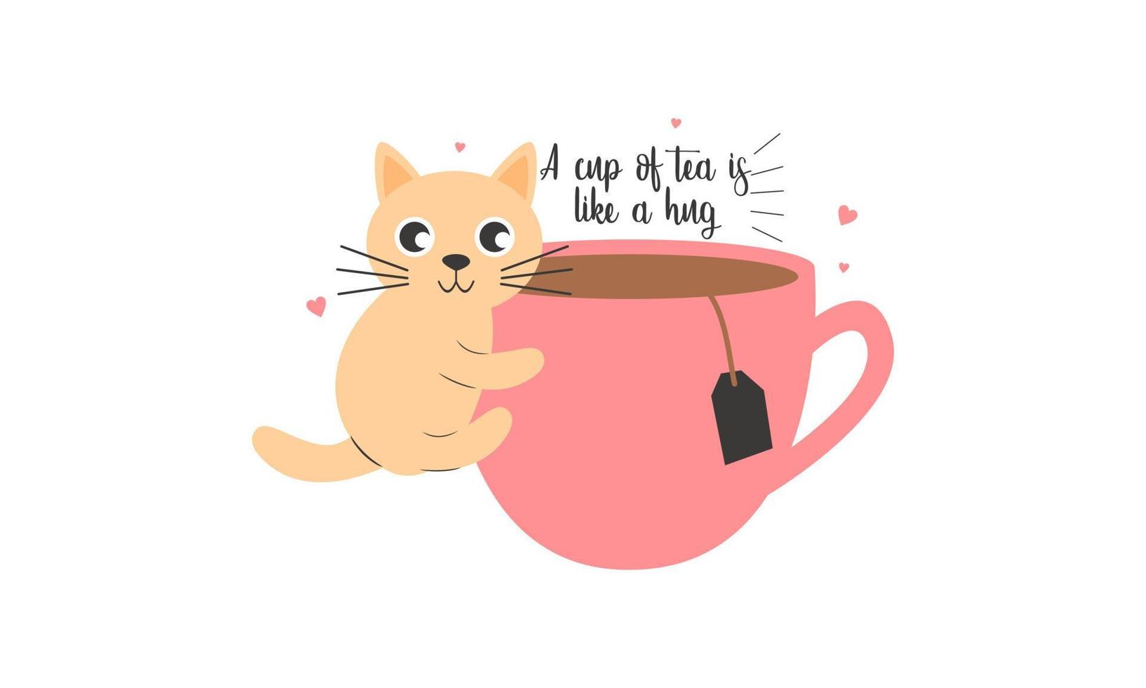 cats and tea cups a cup tea logo vector