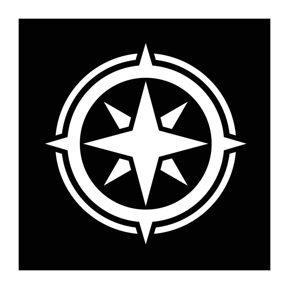 Compass vector icon on black background