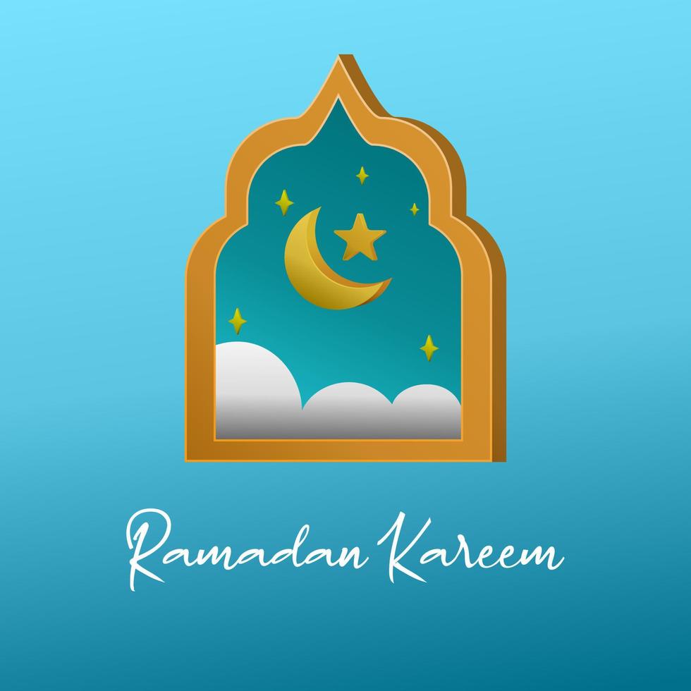 ramadan kareem 3d vector with moon and star sign