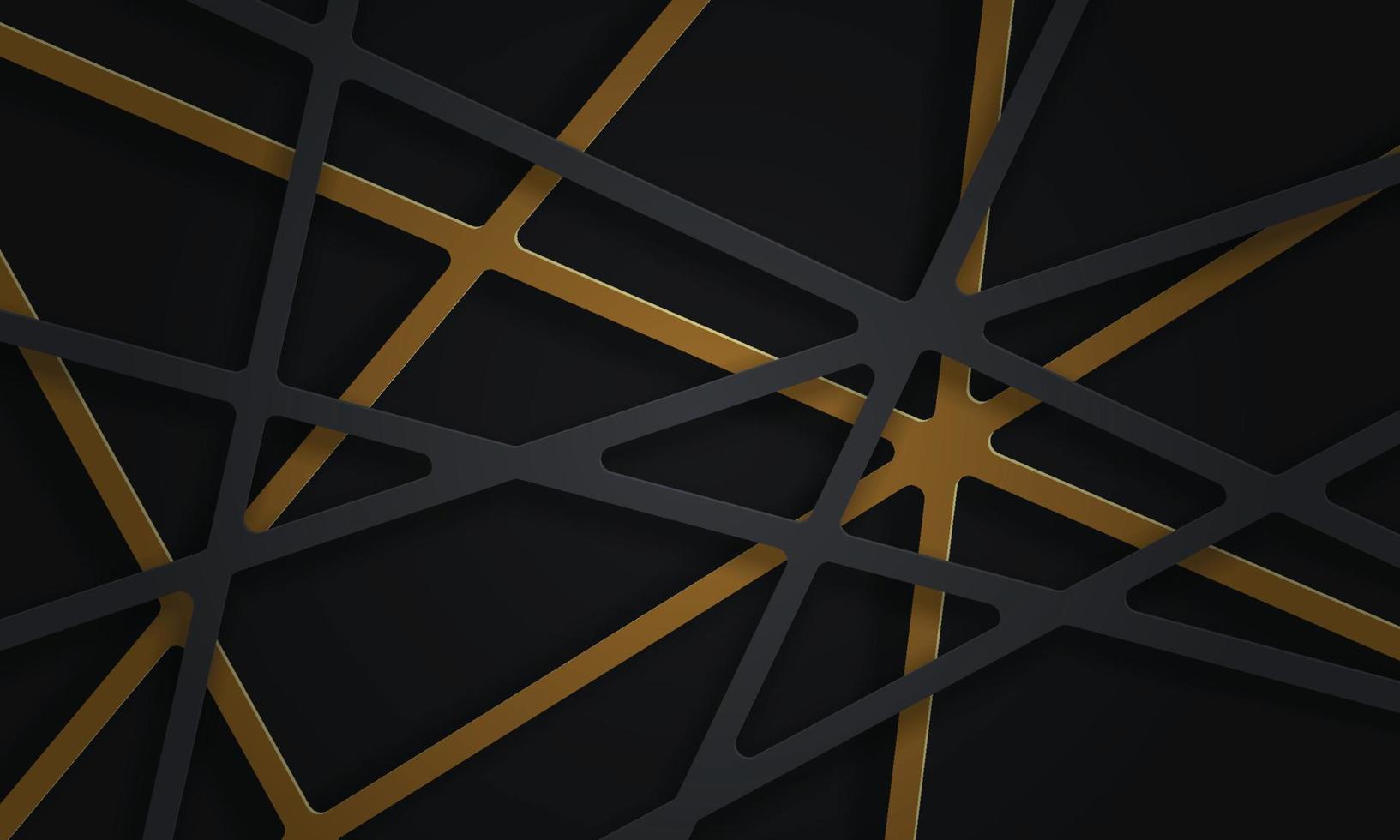 3d abstract black and gold lines background. vector