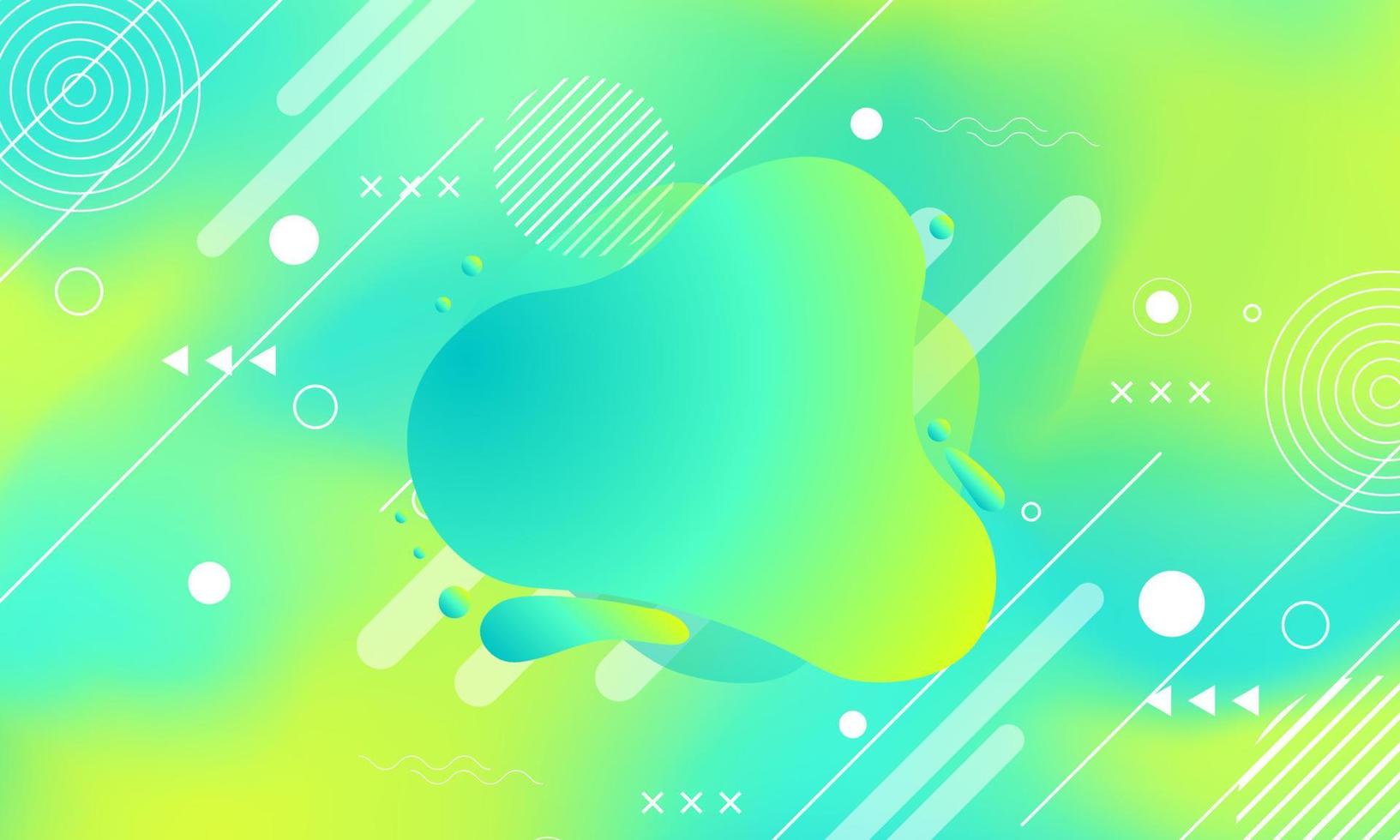 Abstract geometric with colorful fluid and memphis element. vector