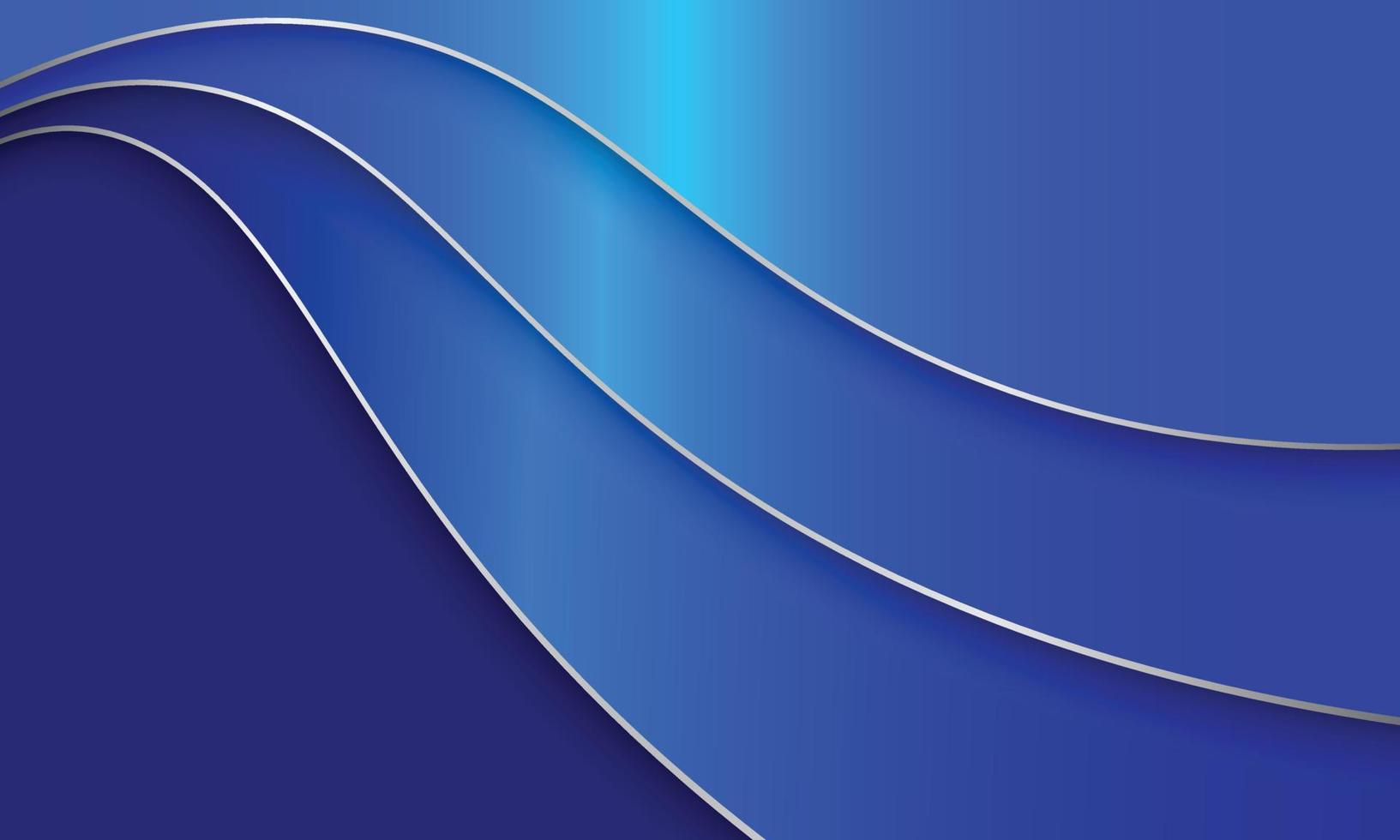 Abstract blue metal curved line with silver lines. vector